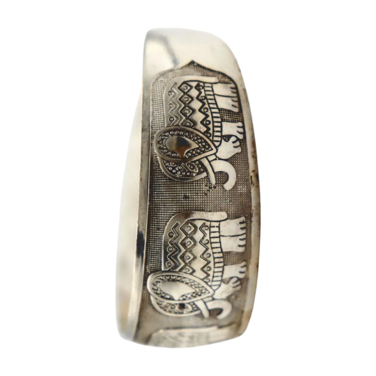 New Women Rusty Silver Metal Bangle Bracelet Indian Elephants Ethnic Vintage Style