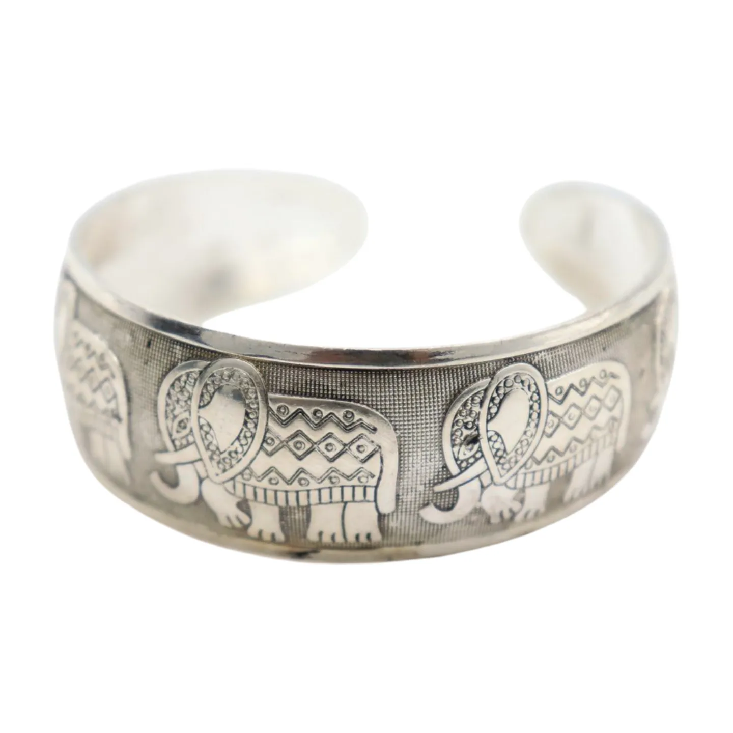 New Women Rusty Silver Metal Bangle Bracelet Indian Elephants Ethnic Vintage Style