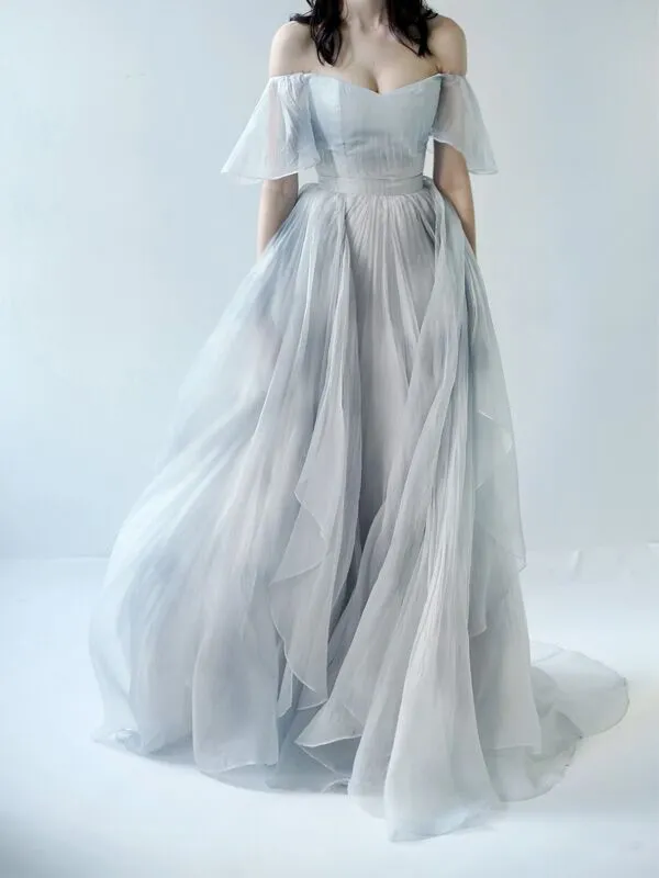 Newest Floor-length Off-shoulder chiffon cheap popular long prom dresses, PD0533