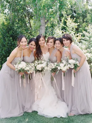 Newest Sweetheart Backless Cheap Tulle Bridesmaid Dresses, BD0562