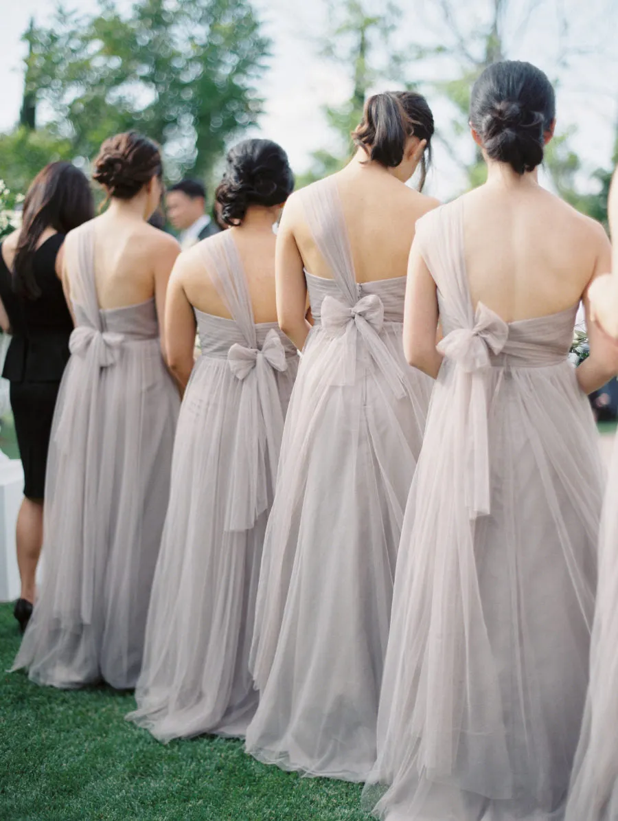 Newest Sweetheart Backless Cheap Tulle Bridesmaid Dresses, BD0562
