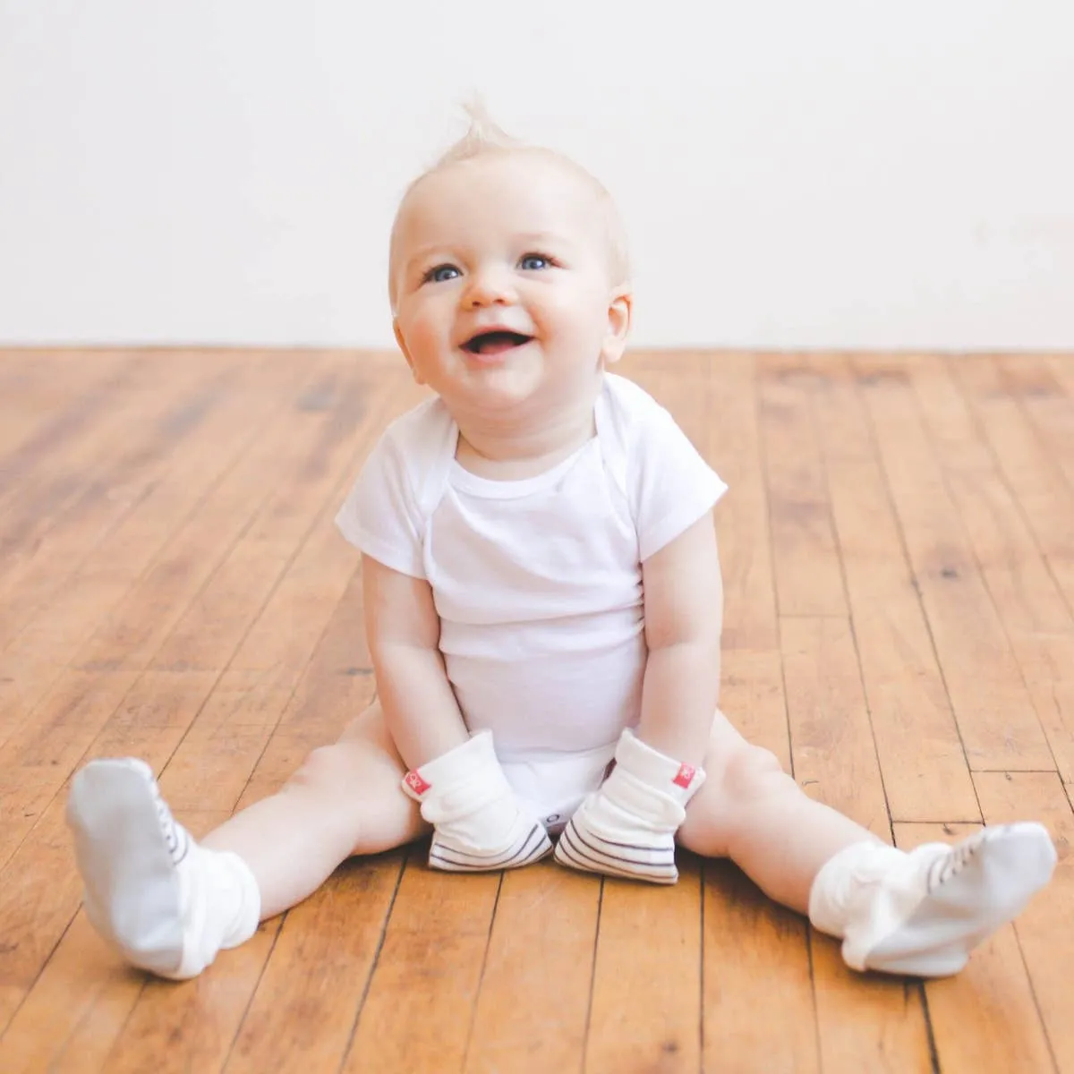 No Scratch Baby Boots (Stripe Grey)