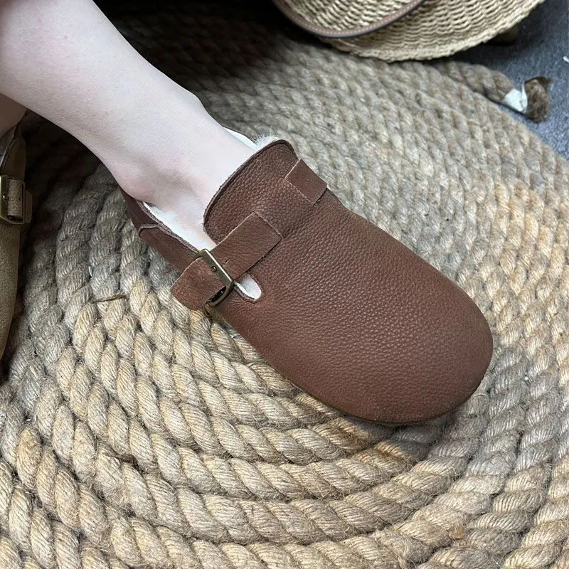 Nubuck Leather Retro Snow Lamb Wool Warm Women's Shoes