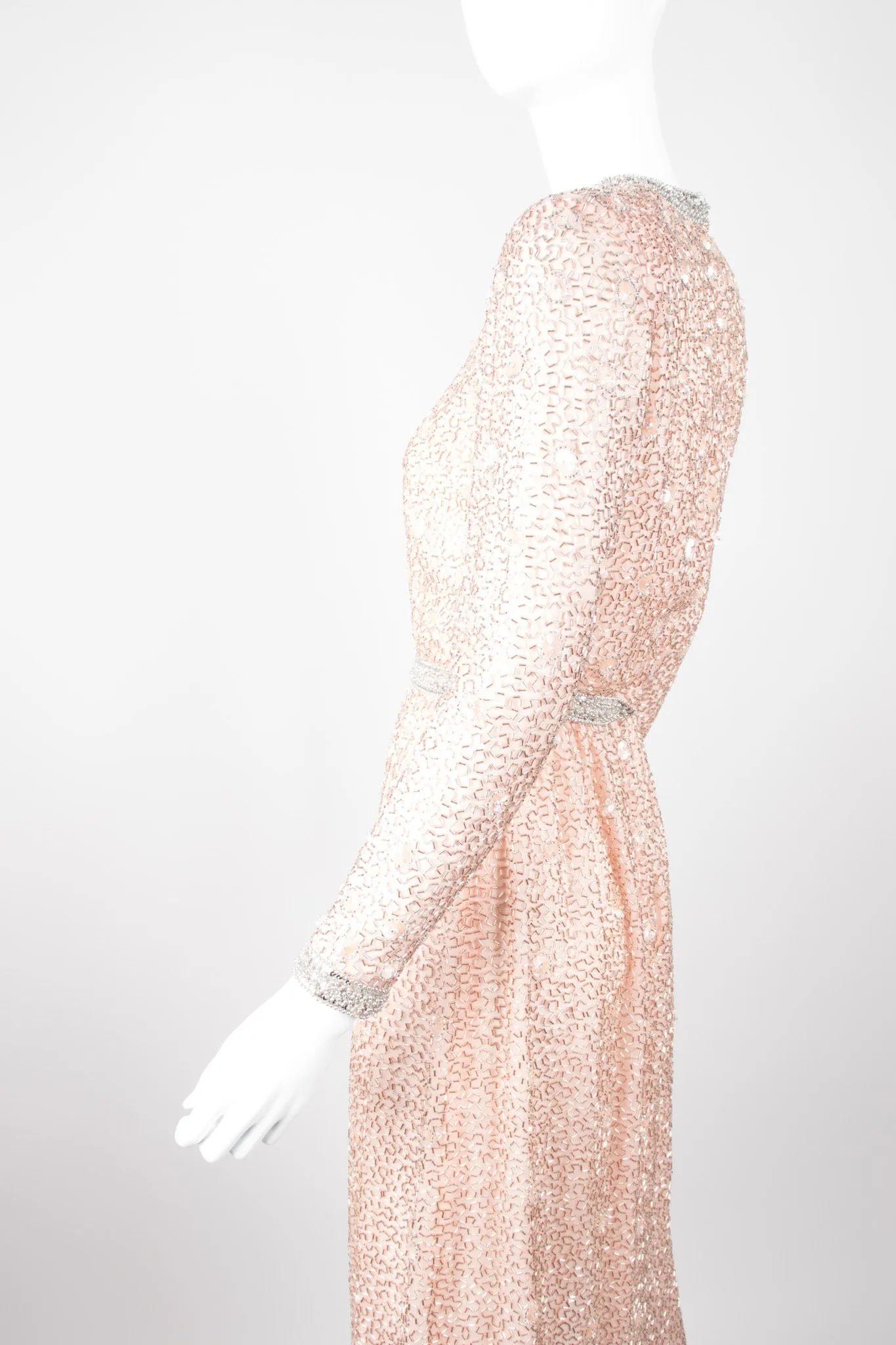 Nude Bugle Bead Dress