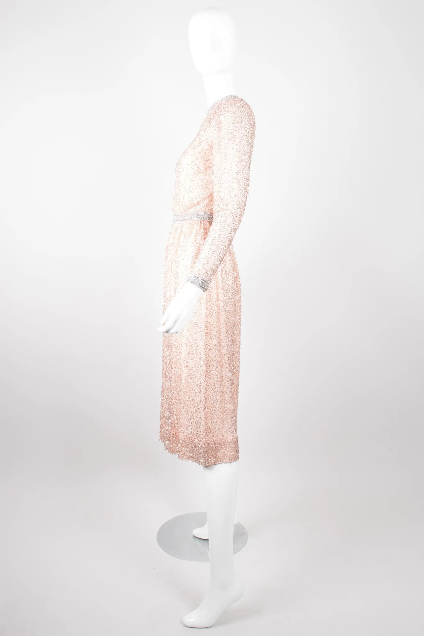 Nude Bugle Bead Dress