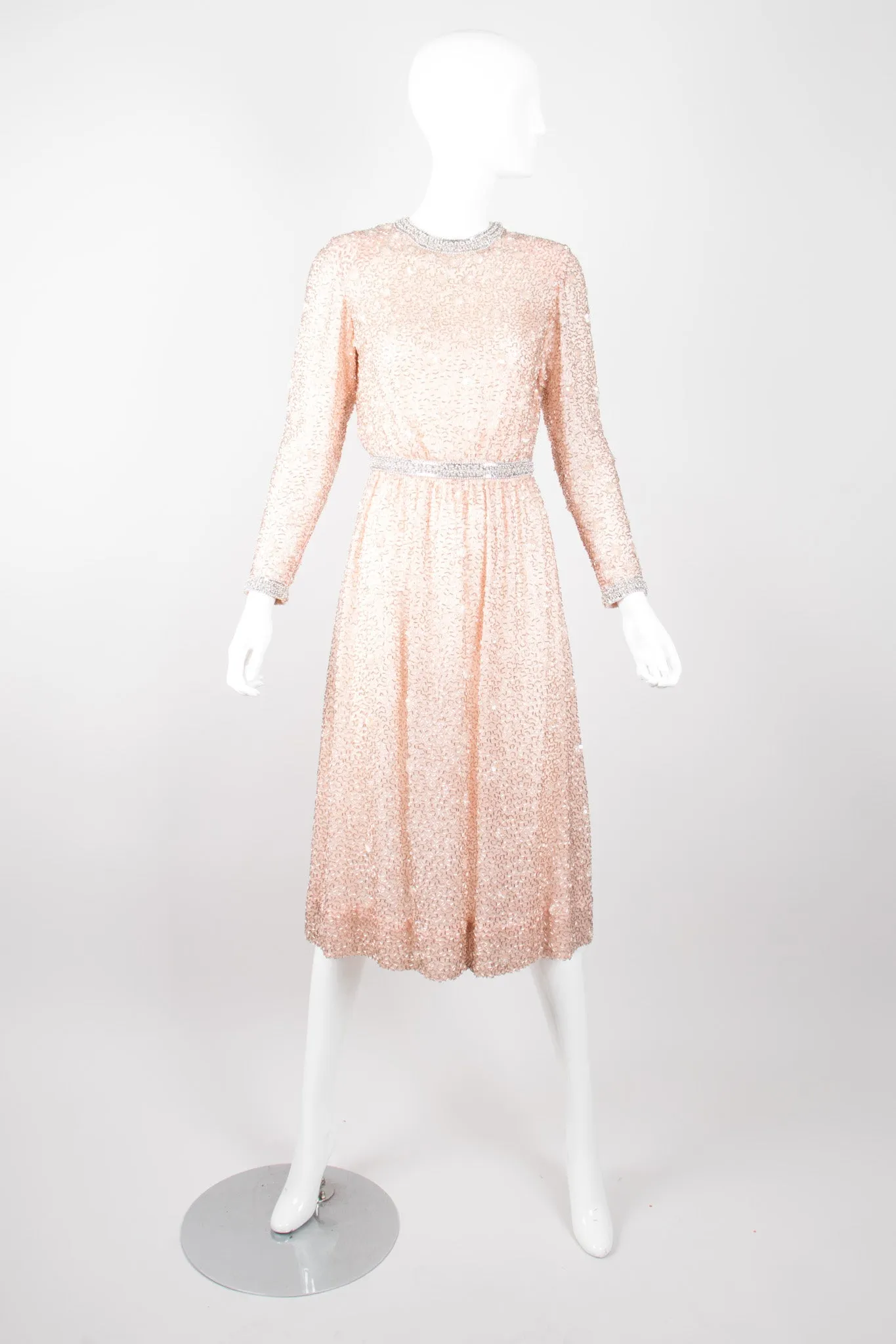 Nude Bugle Bead Dress