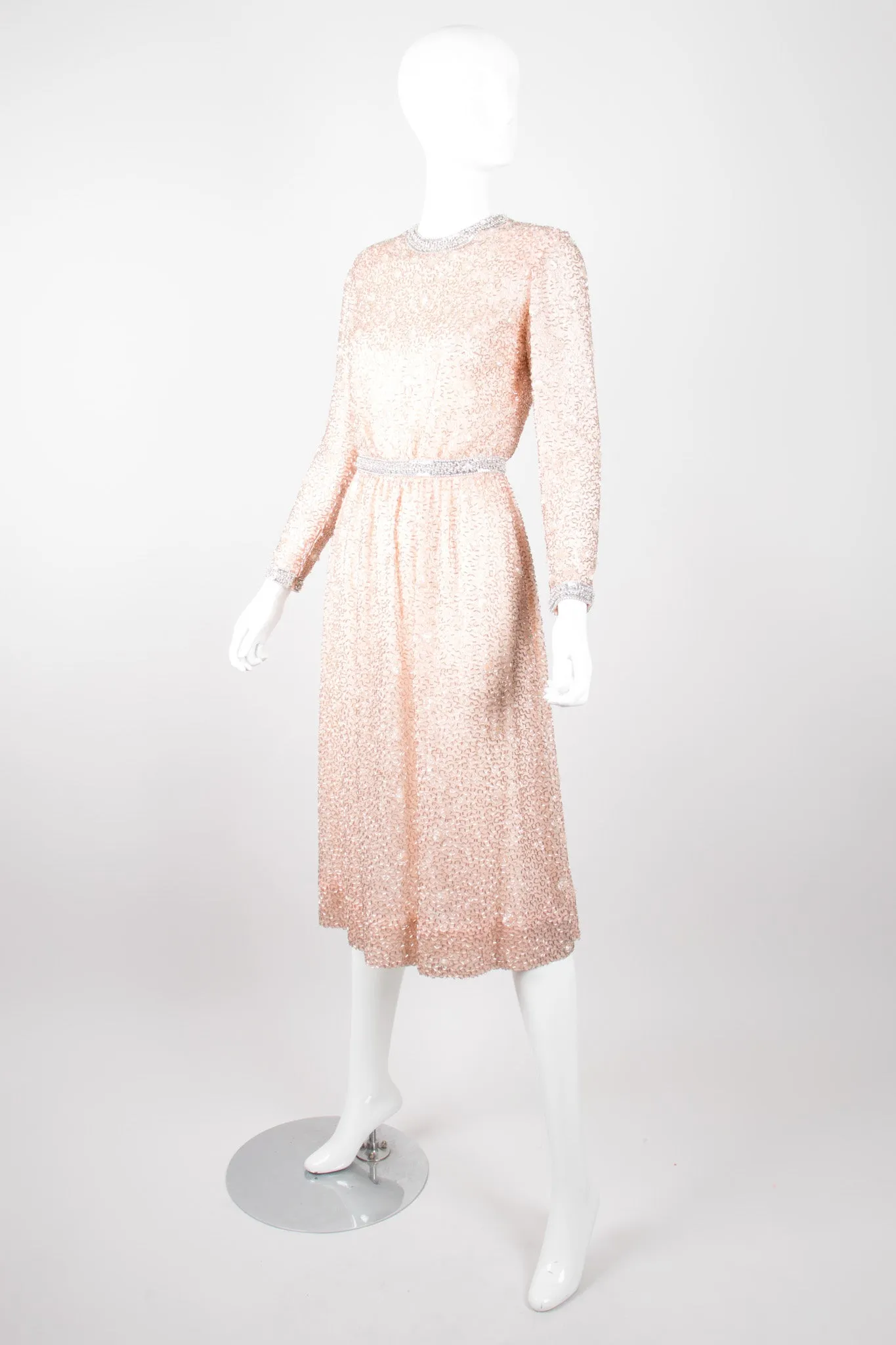 Nude Bugle Bead Dress
