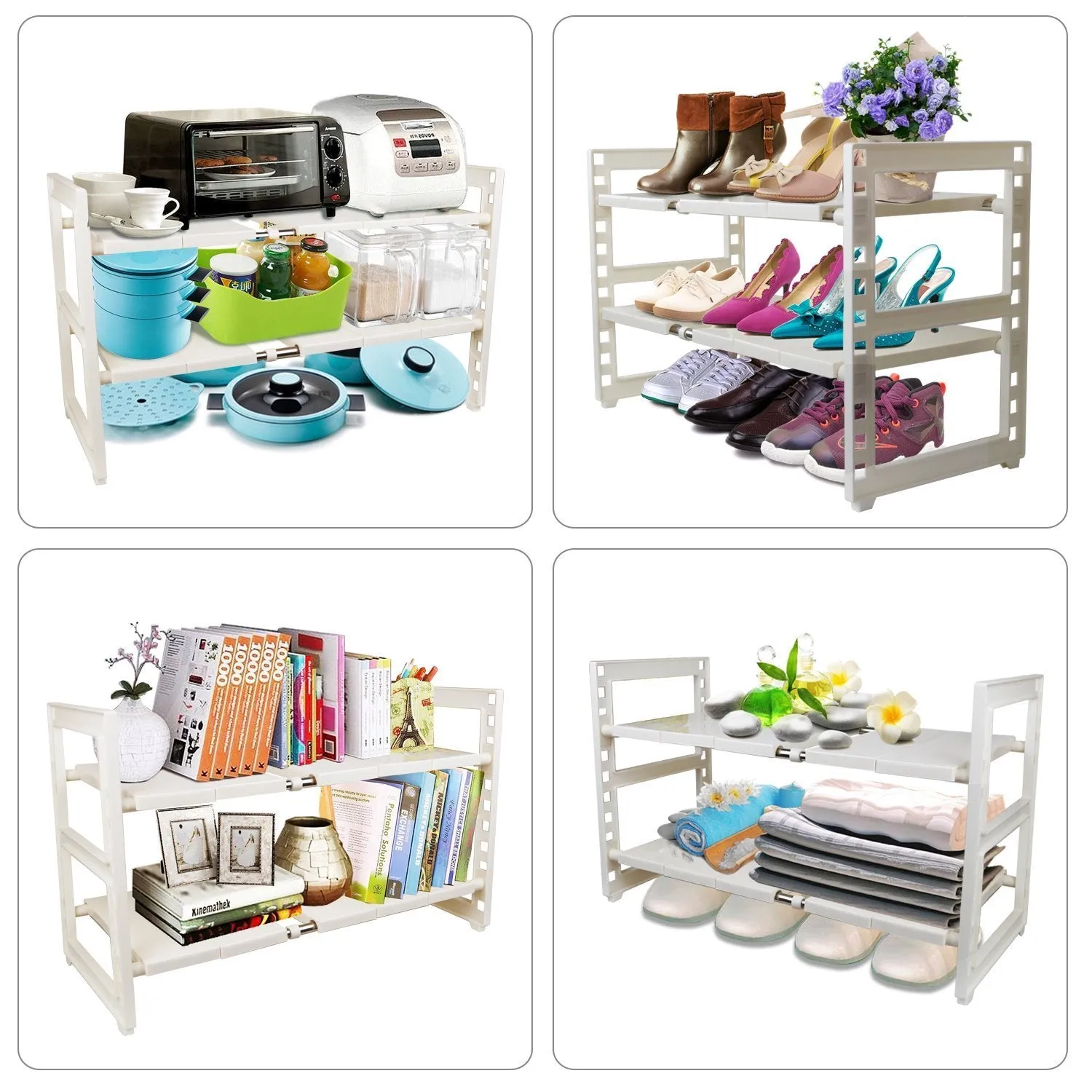 OBOR Expandable Under Sink Organizer - 2 Tier Multifunctional Storage Rack with Removable Shelves and Steel Pipes for Kitchen, Bathroom and Garden