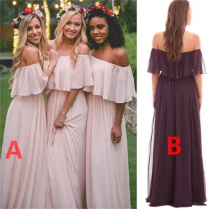 Off Shoulder Chiffon Cheap Popular New Simple Bridesmaid Dress WG231
