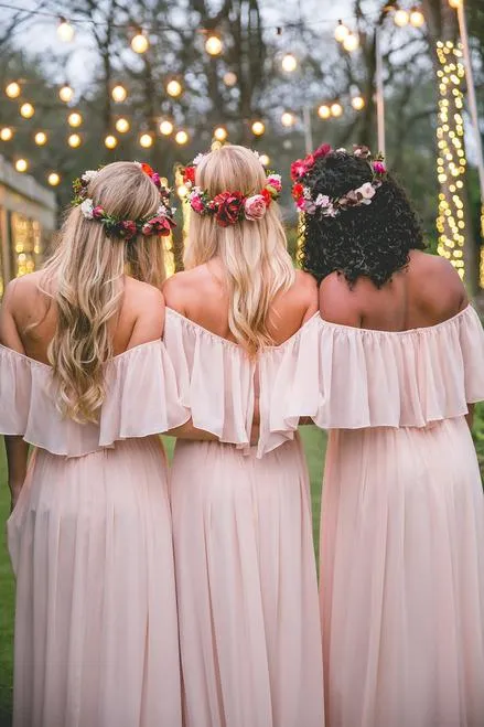 Off Shoulder Chiffon Cheap Popular New Simple Bridesmaid Dress WG231