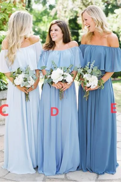 Off Shoulder Chiffon Cheap Popular New Simple Bridesmaid Dress WG231