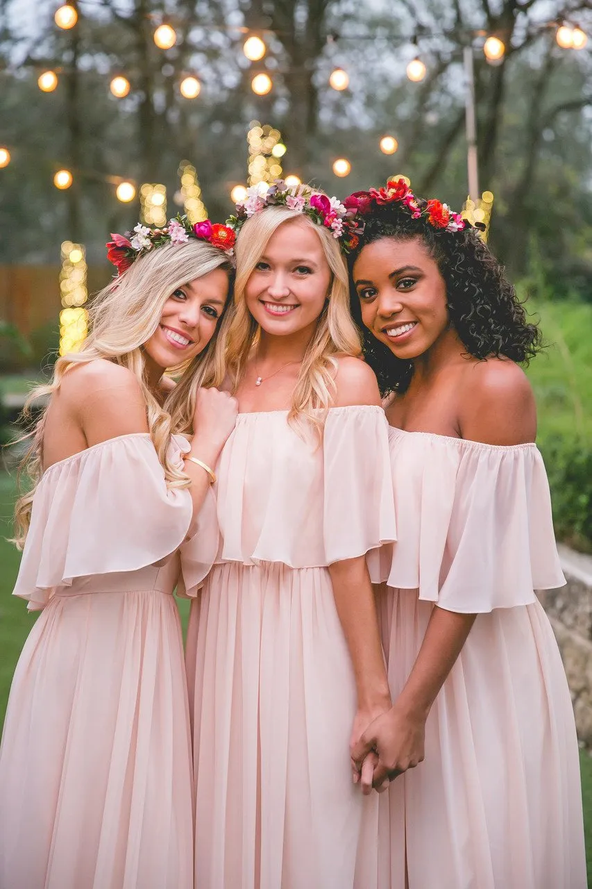 Off Shoulder Chiffon Cheap Popular New Simple Bridesmaid Dress WG231