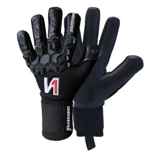 ONEKEEPER ACE Black (New Model) - All Black Negative Cut Pro-Level Goalkeeper Gloves for Kids and Adults