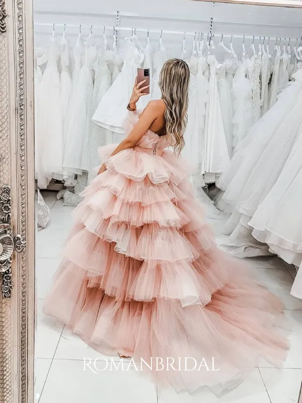 Pink Princess Thousand-layer Strapless Puffy Tulle Ball Gowns Prom Dresses, WGP132
