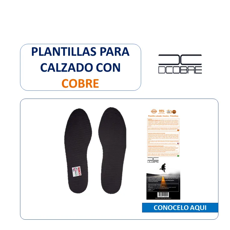 Plantillas ELIMINA MAL OLOR y ABSORBE HUMEDAD  para calzado con cobre  TALLA 36 A 45