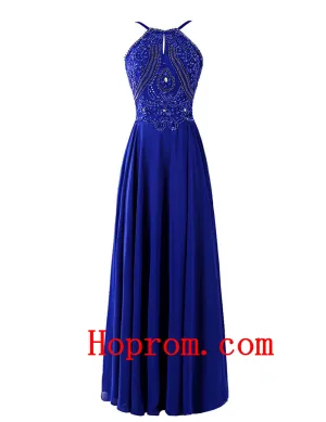 Popular Blue Prom Dress Halter Prom Dresses Evening Dress