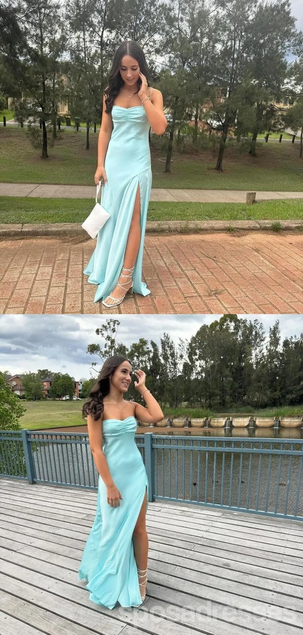 Popular Blue Sheath Sweetheart Side Slit Maxi Long Party Prom Dresses,Evening Dress,13382