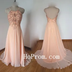 Popular Champagne Prom Dresses,Halter Prom Dress,Evening Dress