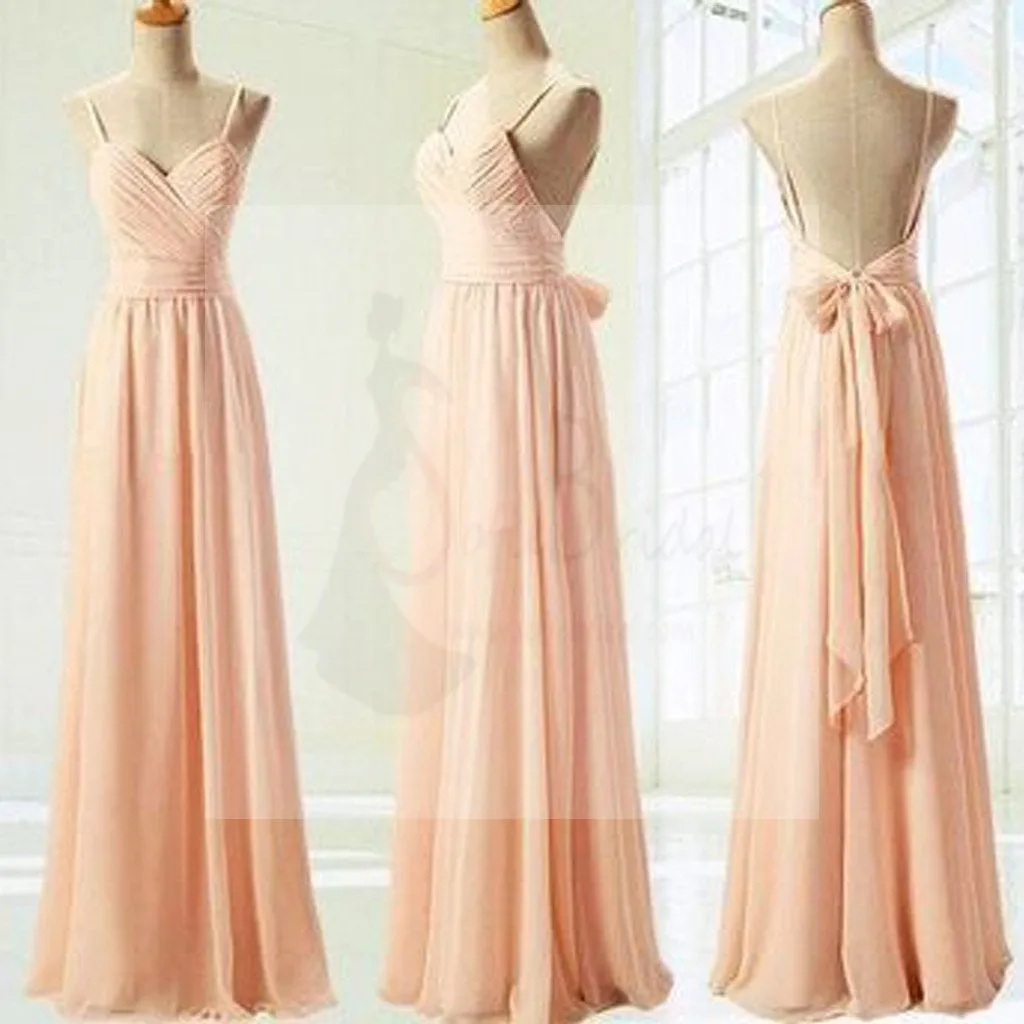 Popular Junior Pretty Chiffon Sweet Heart Backless Floor-Length Maxi Cheap Bridesmaid Dresses, WG67