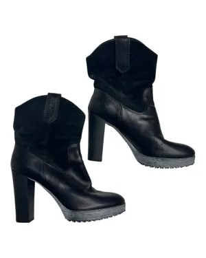 Pre-owned Hogan Platform Ankle Boots in Black