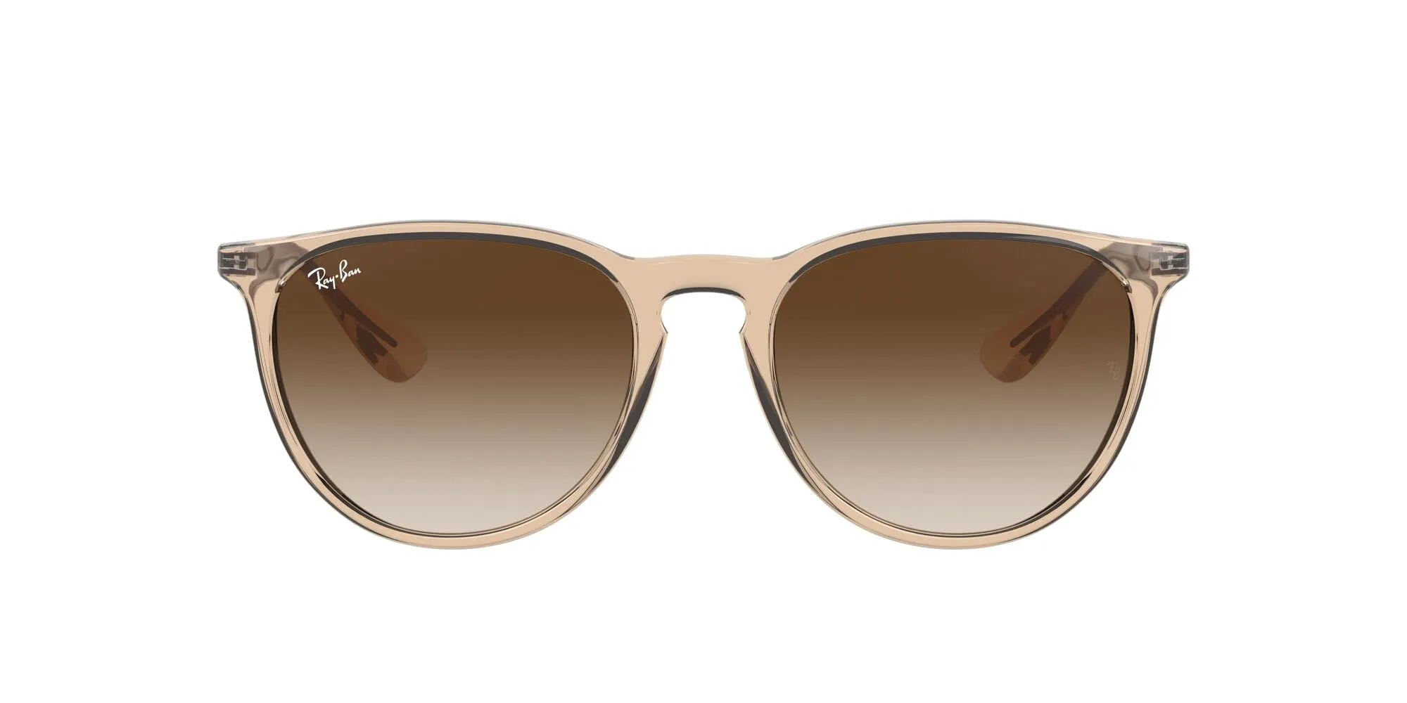 Ray-Ban Erika Round Sunglasses, Transparent Light Brown/Brown Gradient Dark Brown