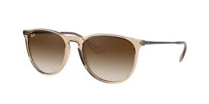 Ray-Ban Erika Round Sunglasses, Transparent Light Brown/Brown Gradient Dark Brown