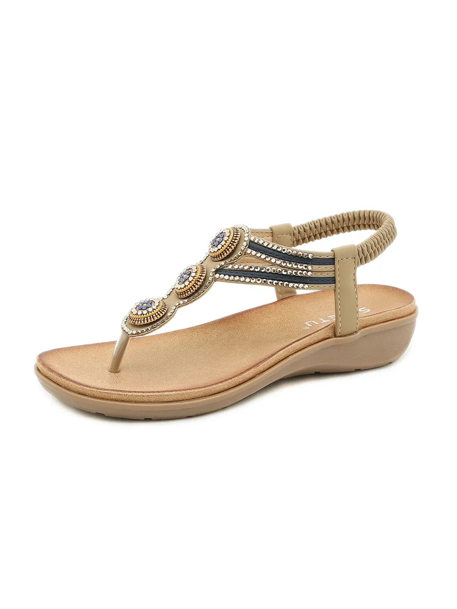 Rhinestone Embellished Sandals - Siketu