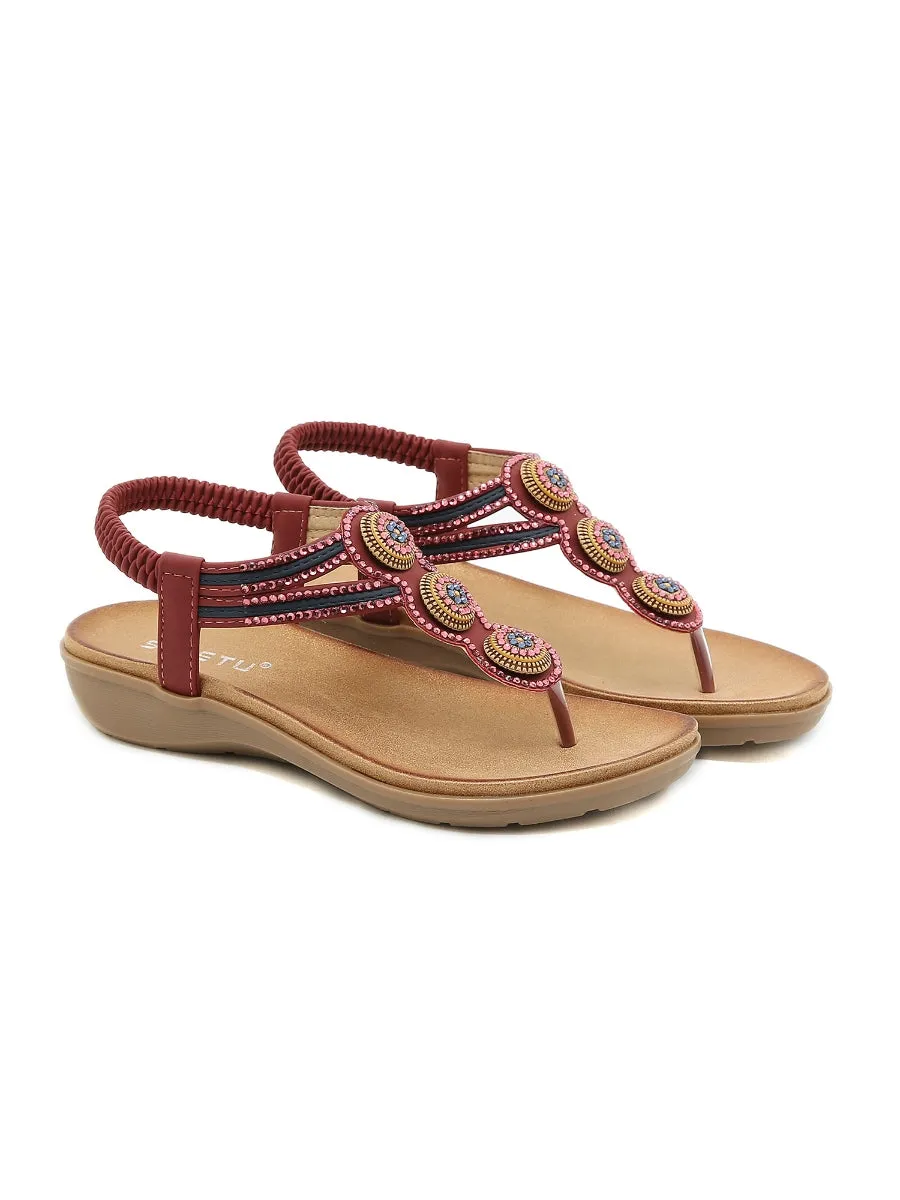 Rhinestone Embellished Sandals - Siketu