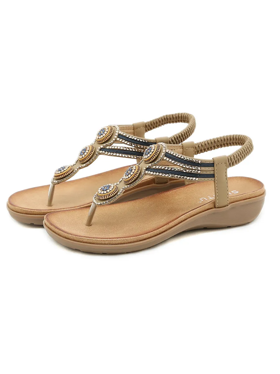 Rhinestone Embellished Sandals - Siketu