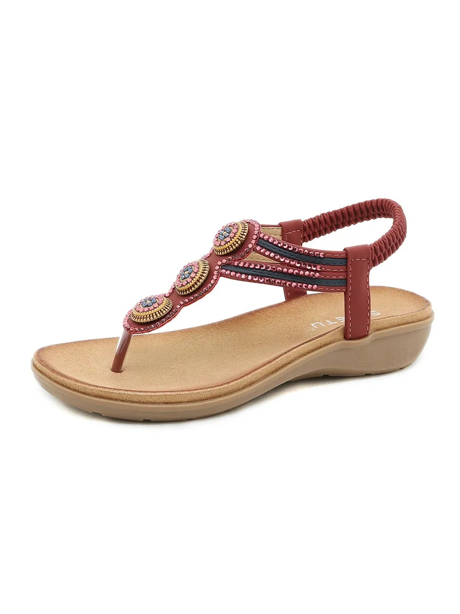 Rhinestone Embellished Sandals - Siketu