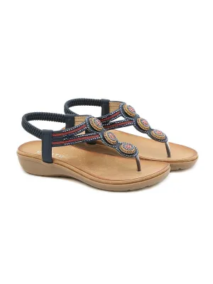 Rhinestone Embellished Sandals - Siketu