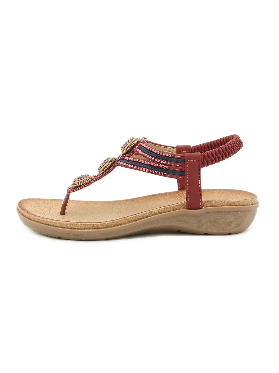 Rhinestone Embellished Sandals - Siketu