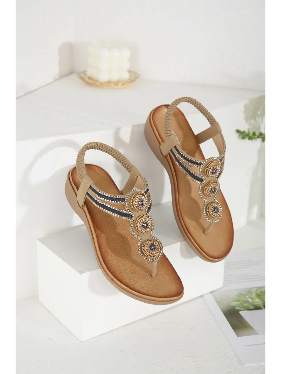 Rhinestone Embellished Sandals - Siketu