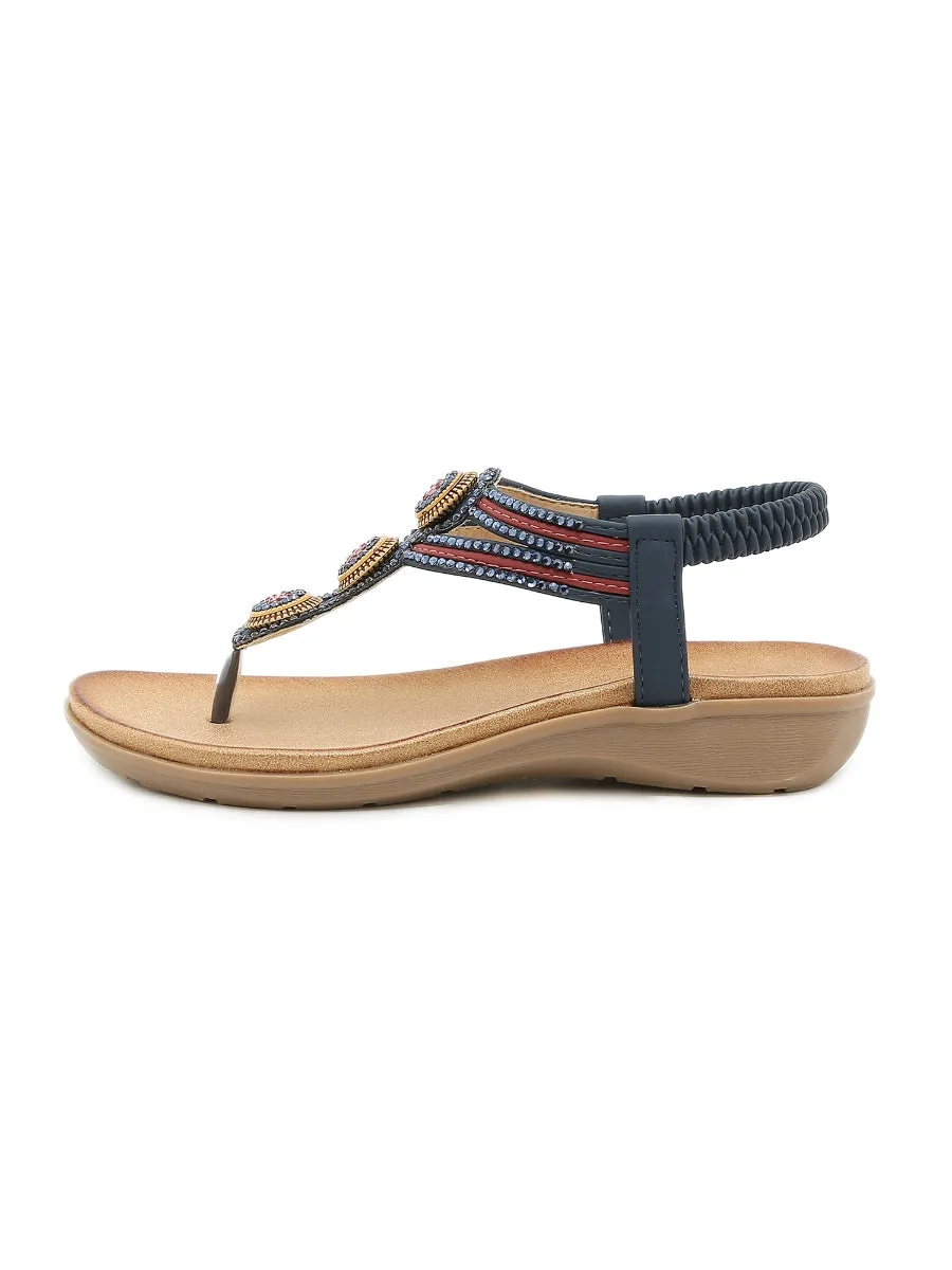 Rhinestone Embellished Sandals - Siketu