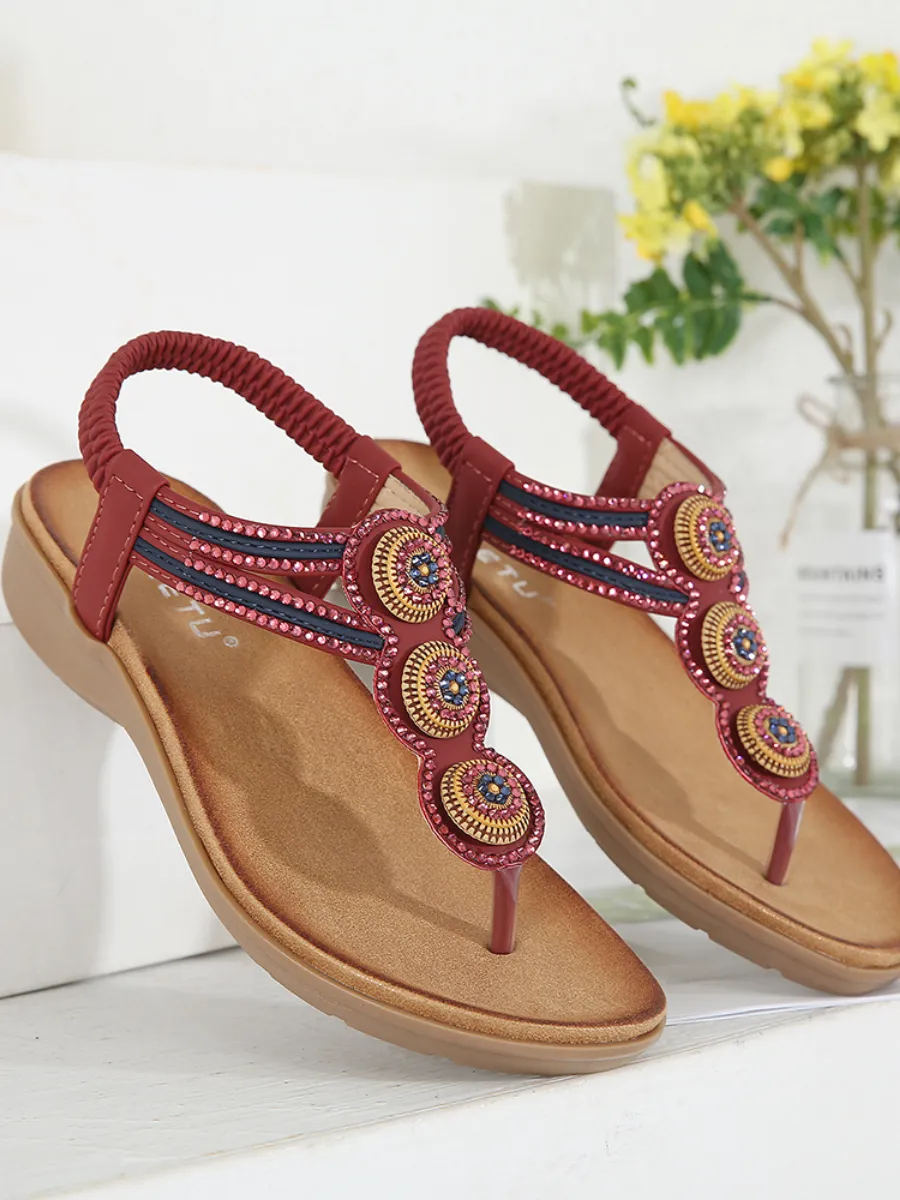 Rhinestone Embellished Sandals - Siketu