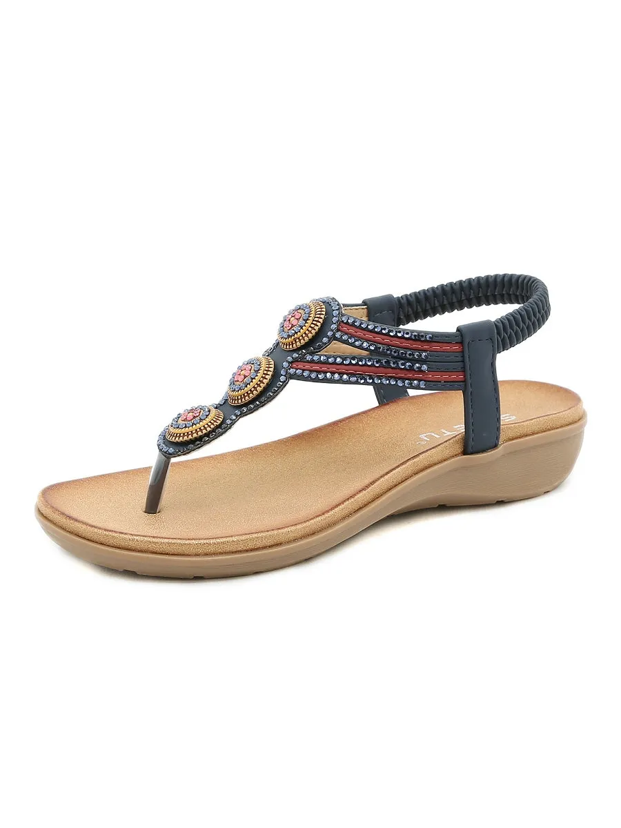 Rhinestone Embellished Sandals - Siketu