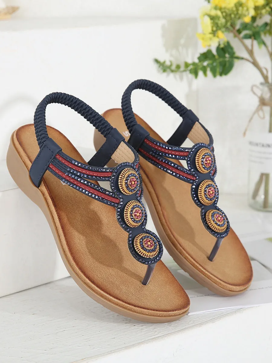 Rhinestone Embellished Sandals - Siketu