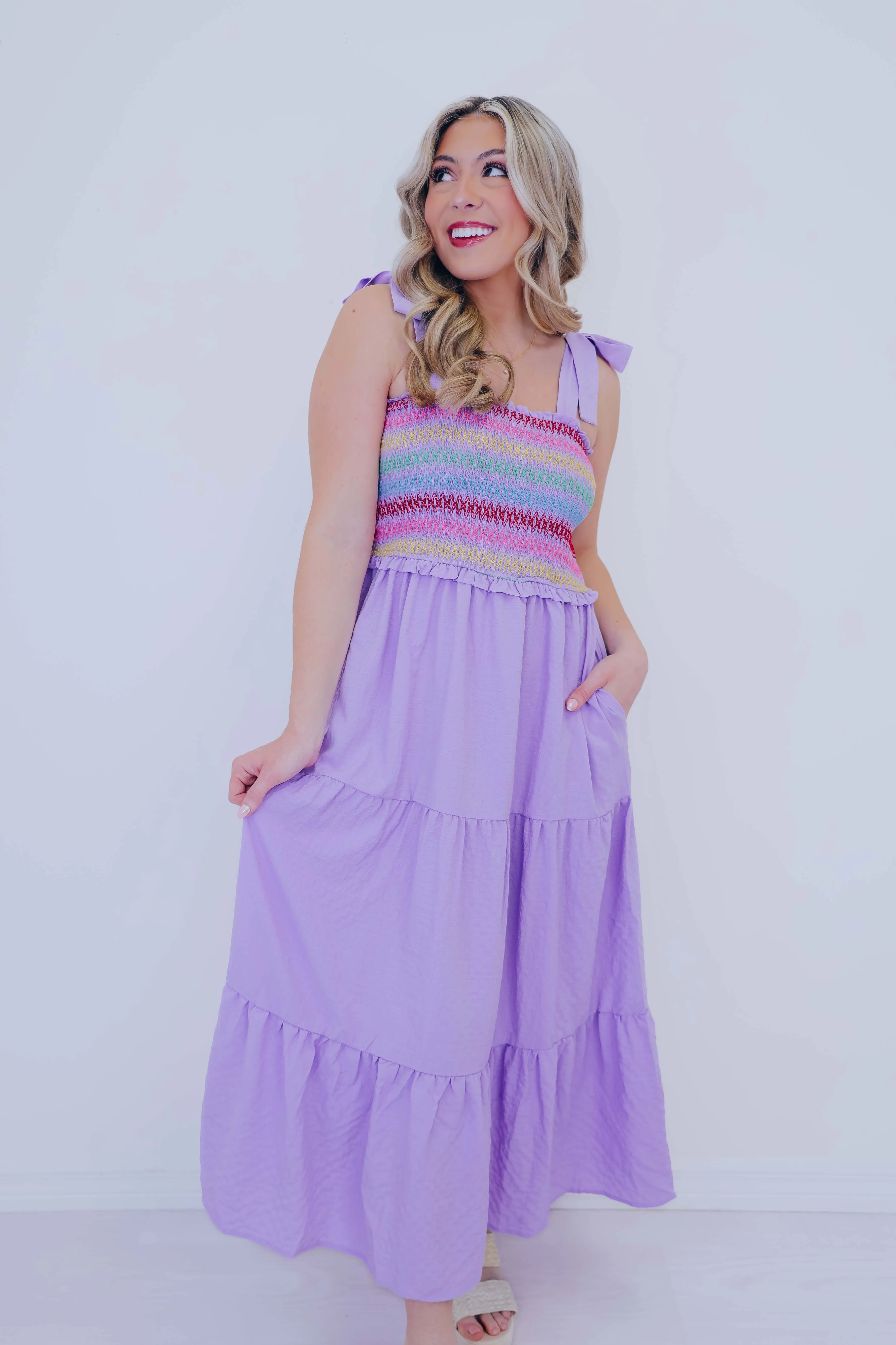 Sammi Smocked Bodice Tiered Midi Dress