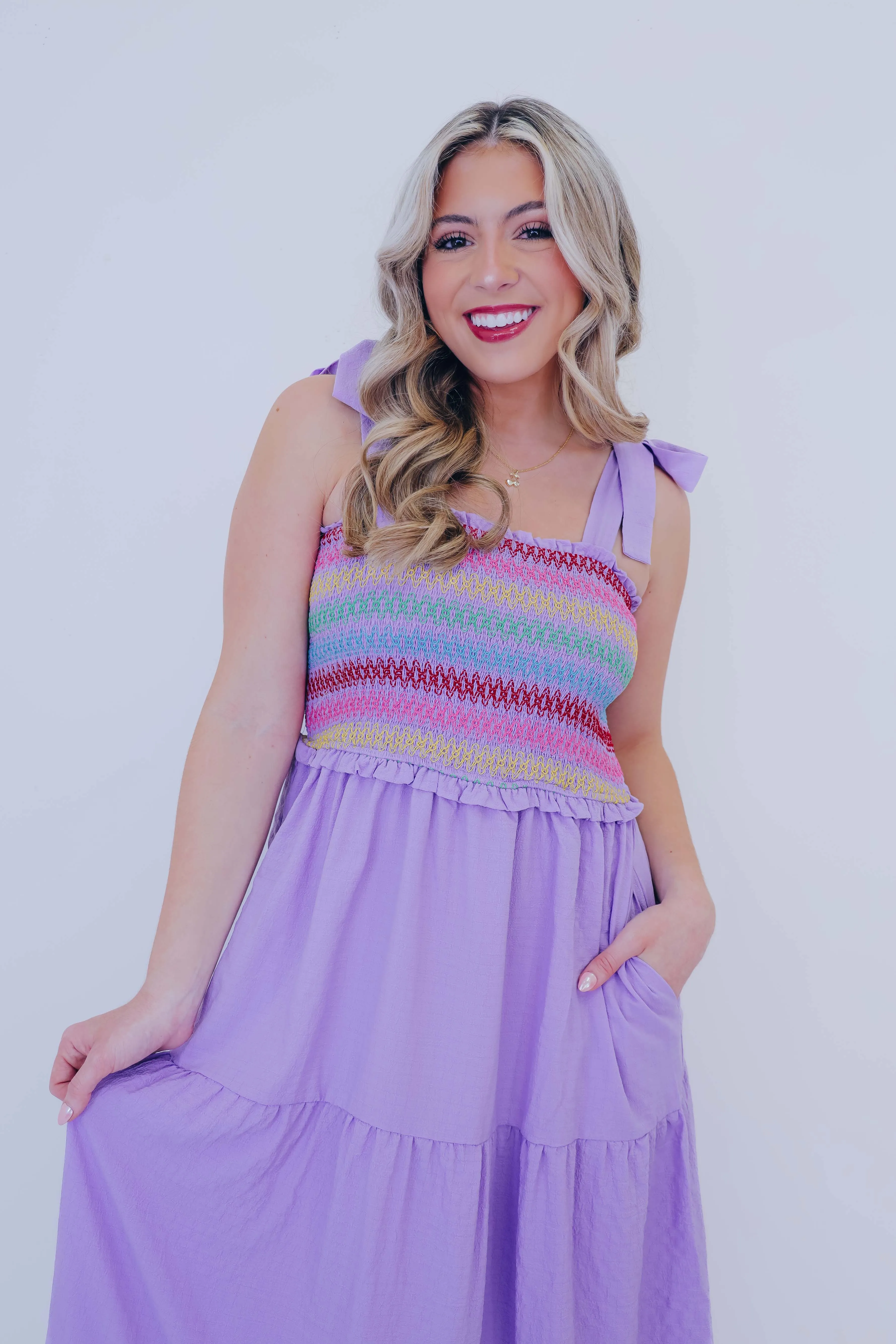Sammi Smocked Bodice Tiered Midi Dress