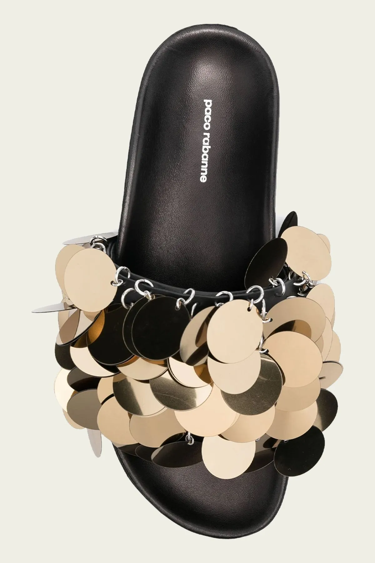 Sequin-Embellished Slides in Light Gold