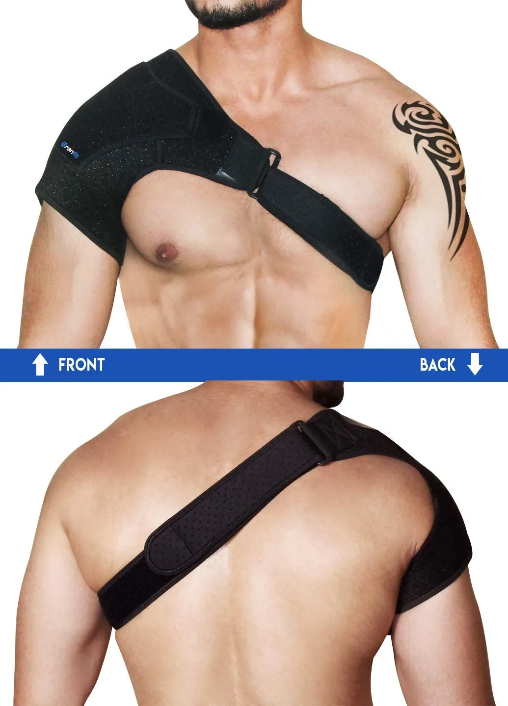Shoulder Support Brace & Rotator Cuff for Men & Women by BRANFIT, Neoprene Shoulder Compression Sleeve with Pressure Pad is Ideal for Dislocated AC Joint, Labrum Tear & Frozen Shoulder Pain Relief