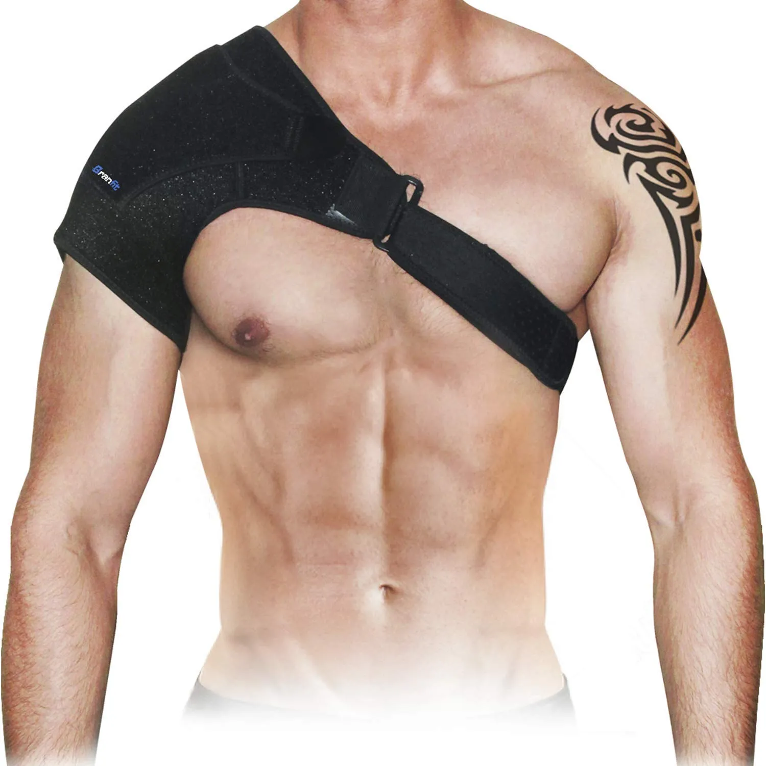 Shoulder Support Brace & Rotator Cuff for Men & Women by BRANFIT, Neoprene Shoulder Compression Sleeve with Pressure Pad is Ideal for Dislocated AC Joint, Labrum Tear & Frozen Shoulder Pain Relief
