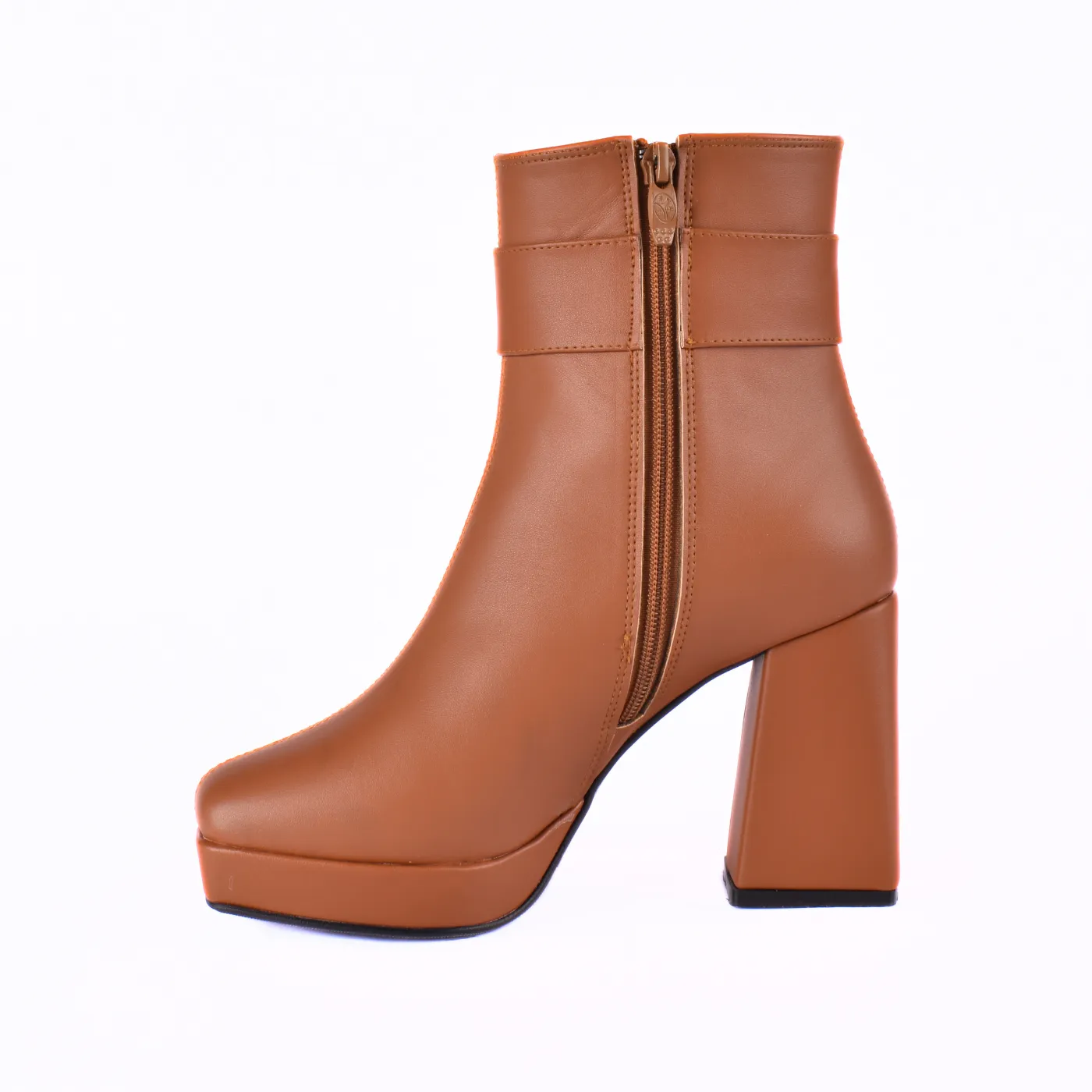 Simple Flat Leather Ankle Boot With Buckle