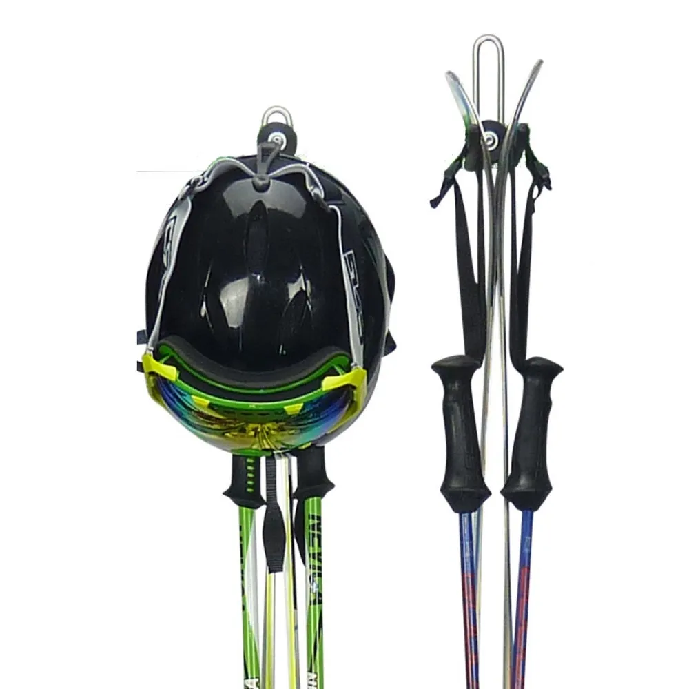 Ski wall mount - ski storage hook for 1 pair of skis, poles and a helmet.