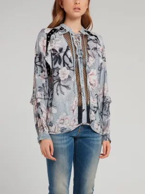 Snake Floral Lace Up Shirt