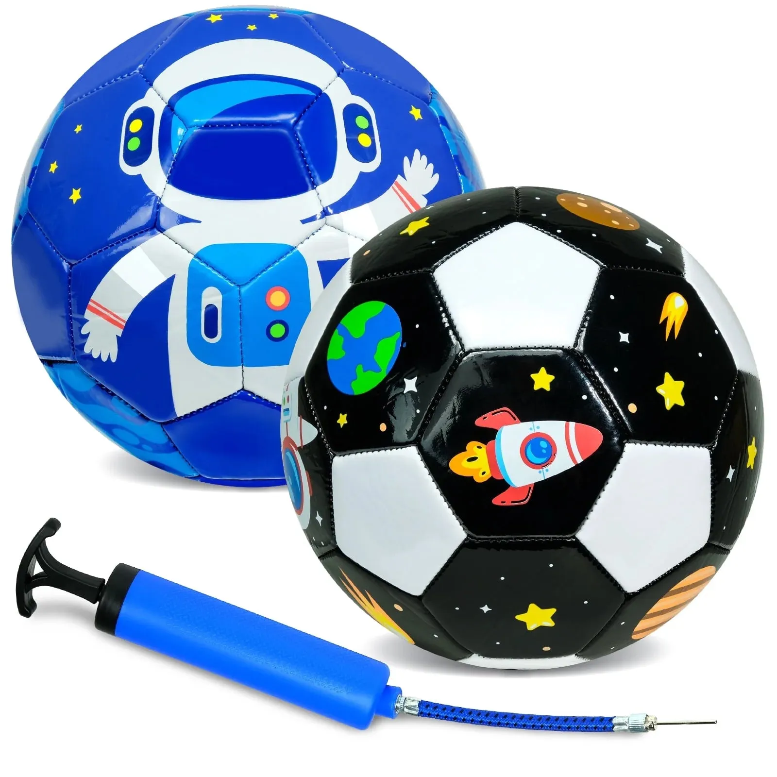 Soccer Ball Size 3, Soft Thick Durable TPU Cover, Kids' Soccer Ball, Soccer Sports Ball with Pump, Black/White, Size 3, Pack of 2