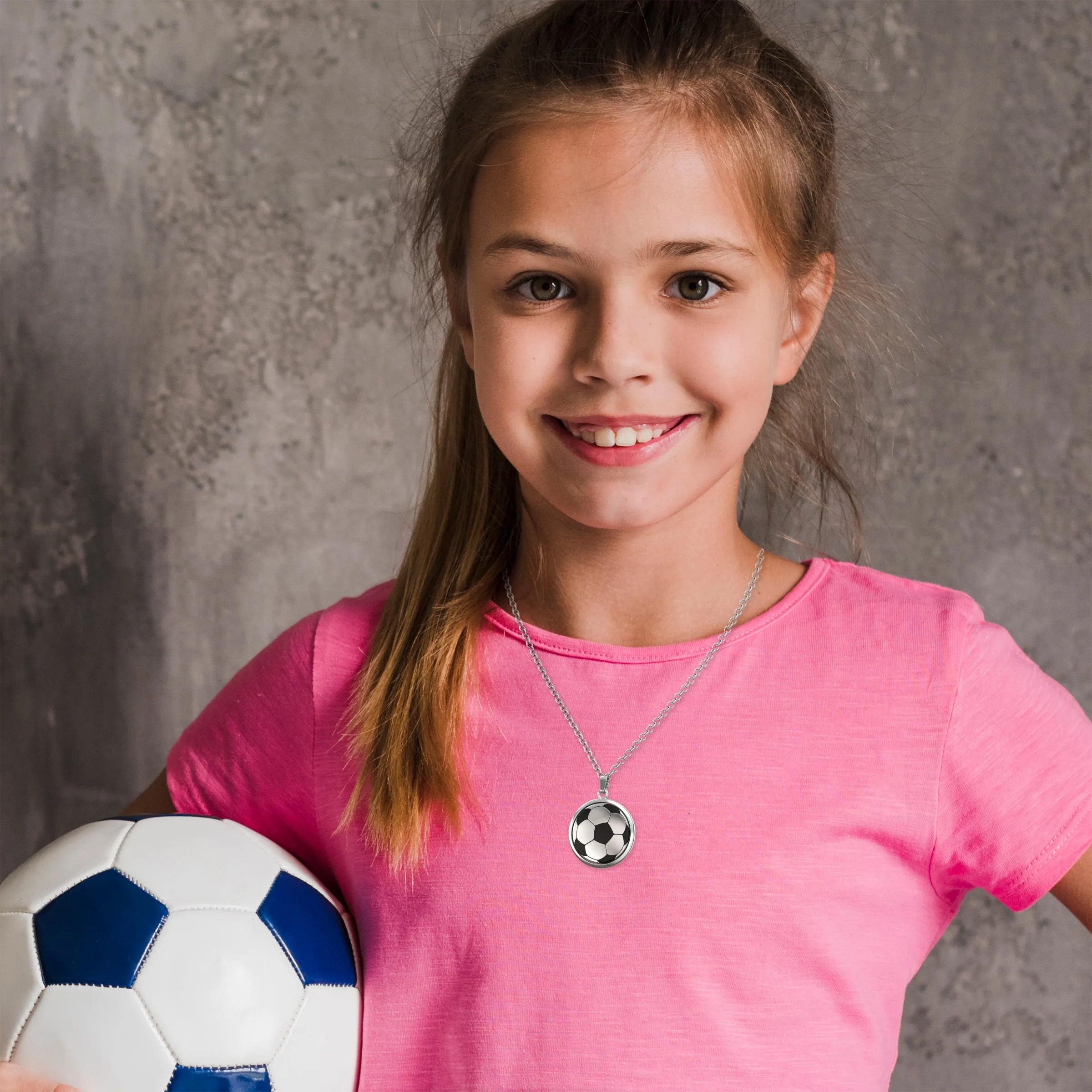 Soccer Ball Spinner Necklace for Soccer-Loving Girls | ⚽ “Just A Girl With Goals” Pendant | Gift for Soccer Moms and Players (ON CARD ONLY)