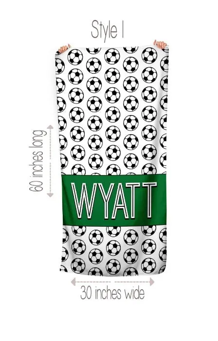 Soccer Personalized Beach Towel - PRE-ORDER