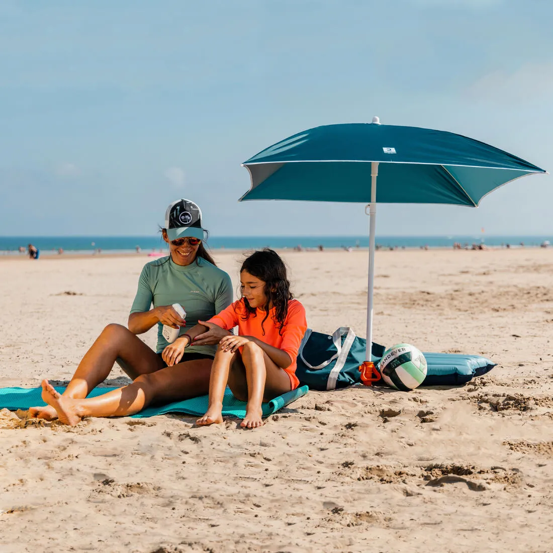 SQUARE BEACH PARASOL 1 PERSON UPF 50  - PARUV 125 BLUE
