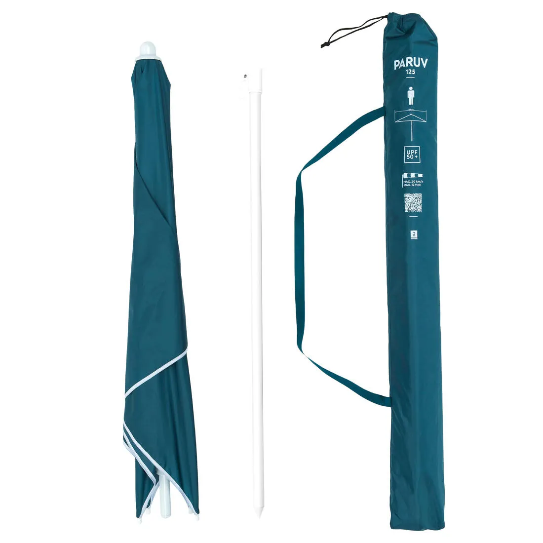 SQUARE BEACH PARASOL 1 PERSON UPF 50  - PARUV 125 BLUE